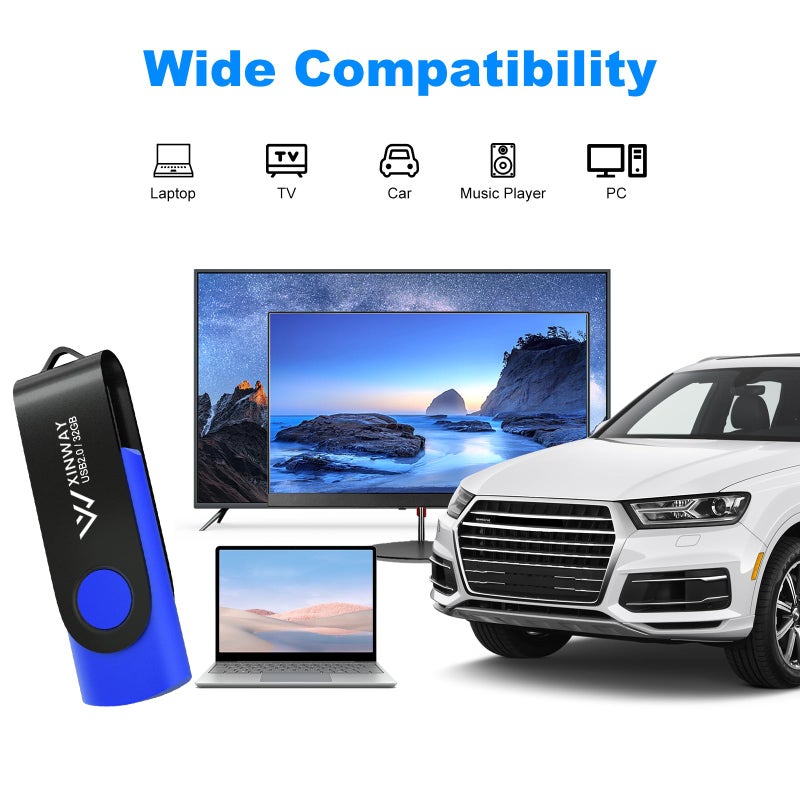 XINWAY 8GB USB 2.0 Flash Drives Thumb Drive Memory Stick, (5 Pack 8GB Five Colors: Black White Blue Green Orange) - Image 4